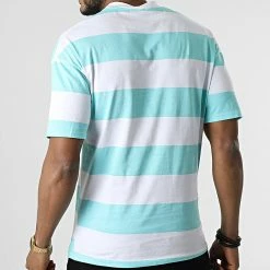 Vente flash 👏 Tee 👚 Shirt A Rayures UPT21287 Bleu Turquoise Blanc de Uniplay 🛒 -Uniplay Soldes uniplay 313292 UPT21287 CELESTE 20220407T160616 04