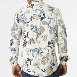 Meilleure vente 🧨 Chemise Manches Longues Col Mao Floral UY839 Blanc Cassé de Uniplay 🤩 -Uniplay Soldes uniplay 316708 UY839 WHITE 20220502T160712 04