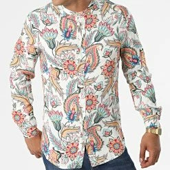 Coupon 👍 Chemise Manches Longues Col Mao Floral UY837 Beige de Uniplay 🎁 -Uniplay Soldes uniplay 316712 UY837 WHITE 20220502T160735 03