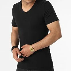 Tout neuf ✔️ Tee 👕 Shirt Col V BAS-3 Noir de Uniplay ❤️ -Uniplay Soldes uniplay 316789 BAS 3 BLACK 20220503T151801 03