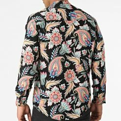 Grosses soldes 😀 Chemise Manches Longues Col Mao Floral UY837 Noir de Uniplay 🧨 -Uniplay Soldes uniplay 316822 UY837 BLACK 20220503T151959 04