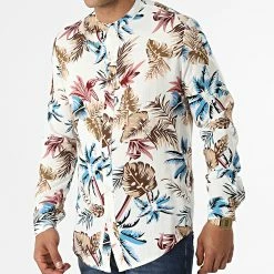 Budget 🔔 Chemise Manches Longues Col Mao Floral UY838 Beige de Uniplay 🎉