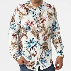 Budget 🔔 Chemise Manches Longues Col Mao Floral UY838 Beige de Uniplay 🎉 -Uniplay Soldes uniplay 316824 UY838 WHITE 20220502T160653 03