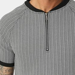 Remise 🤩 Ensemble Tee 👕 Shirt Col Zippé Short UY834 Noir Blanc de Uniplay 🤩 -Uniplay Soldes uniplay 316828 UY834 BLACK 20220429T153054 02