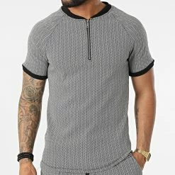 Remise 🤩 Ensemble Tee 👕 Shirt Col Zippé Short UY834 Noir Blanc de Uniplay 🤩 -Uniplay Soldes uniplay 316828 UY834 BLACK 20220429T153056 03