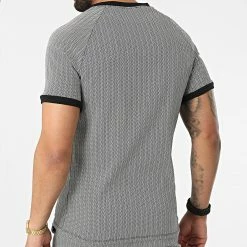 Remise 🤩 Ensemble Tee 👕 Shirt Col Zippé Short UY834 Noir Blanc de Uniplay 🤩 -Uniplay Soldes uniplay 316828 UY834 BLACK 20220429T153057 04