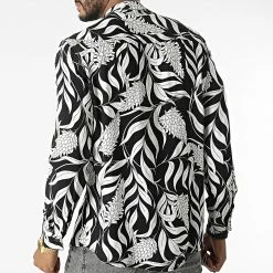 Grosses soldes 🎁 Chemise Manches Longues Col Mao Floral UY845 Noir Blanc de Uniplay ✨ -Uniplay Soldes uniplay 316854 UY845 BLACK 20220504T143034 04