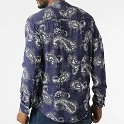 Acheter ✔️ Chemise Manches Longues Col Mao Bandana UY841 Bleu Marine de Uniplay 🛒 -Uniplay Soldes uniplay 316855 UY841 BLUE 20220506T152238 04