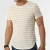 Top 10 🎁 Tee 👕 Shirt A Rayures UY832 Beige de Uniplay 🛒 -Uniplay Soldes uniplay 318686 UY832 BEIGE 20220517T160010 01
