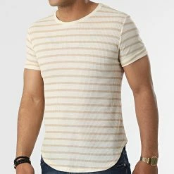 Top 10 🎁 Tee 👕 Shirt A Rayures UY832 Beige de Uniplay 🛒