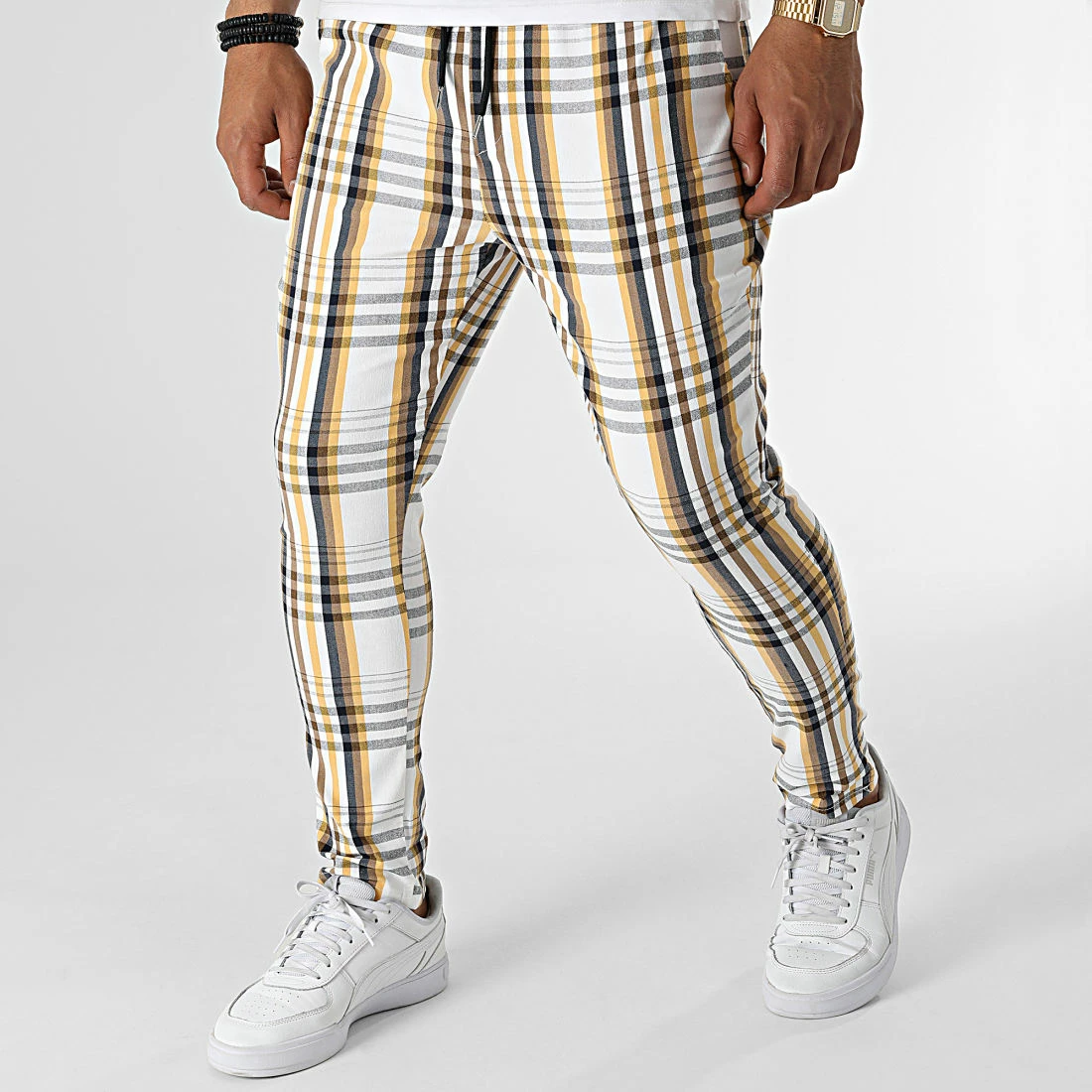 Remise 😀 Pantalon Slim A Carreaux T3821 Blanc de Uniplay 😍 3 Remise 😀 Pantalon Slim A Carreaux T3821 Blanc de Uniplay 😍