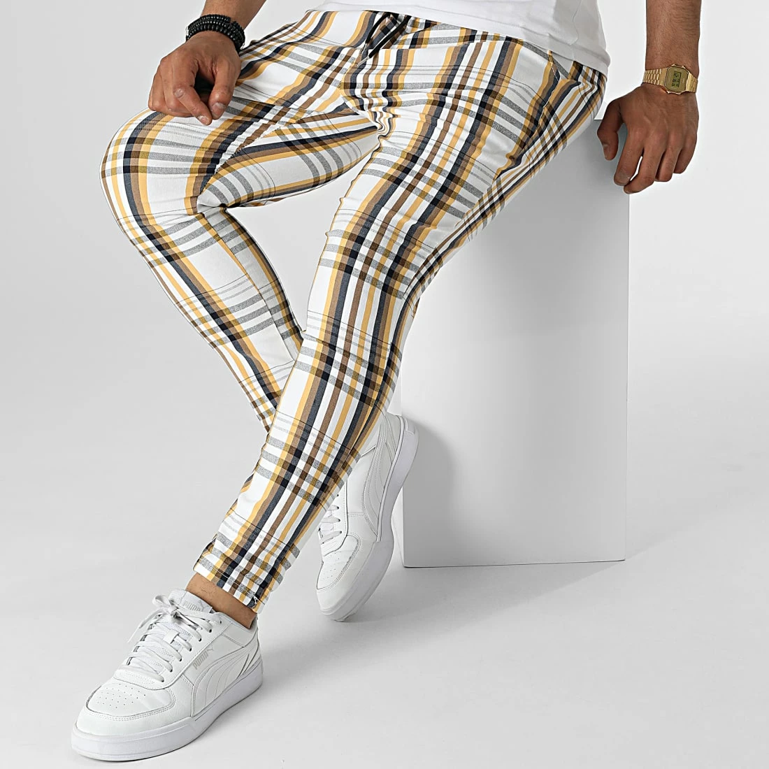 Remise 😀 Pantalon Slim A Carreaux T3821 Blanc de Uniplay 😍 5 Remise 😀 Pantalon Slim A Carreaux T3821 Blanc de Uniplay 😍 – Image 3