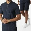 Vente flash 😀 Ensemble Tee 👚 Shirt Col Zippé Et Short A Rayures UY847 Bleu Marine de Uniplay 👍 -Uniplay Soldes uniplay 319939 UY847 BLUE 20220518T144753 01