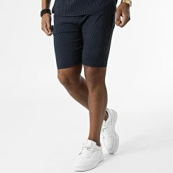 Vente flash 😀 Ensemble Tee 👚 Shirt Col Zippé Et Short A Rayures UY847 Bleu Marine de Uniplay 👍 -Uniplay Soldes uniplay 319939 UY847 BLUE 20220518T144759 05