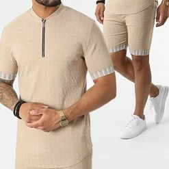 Tout neuf 🥰 Ensemble Polo A Manches Courtes Et Short Jogging UY847 Beige de Uniplay 🛒