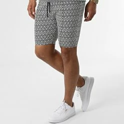 Nouveau 😍 Ensemble Tee 👚 Shirt Col Zippé Et Short UY853 Blanc Noir de Uniplay ❤️ -Uniplay Soldes uniplay 319991 UY853 BLACK WHITE 20220518T153030 05