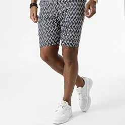 Grosses soldes 🧨 Ensemble Tee 👚 Shirt Col Zippé Et Short UY853 Bleu Marine Blanc de Uniplay 🔔 -Uniplay Soldes uniplay 320049 UY853 BLUE WHITE 20220518T144814 05