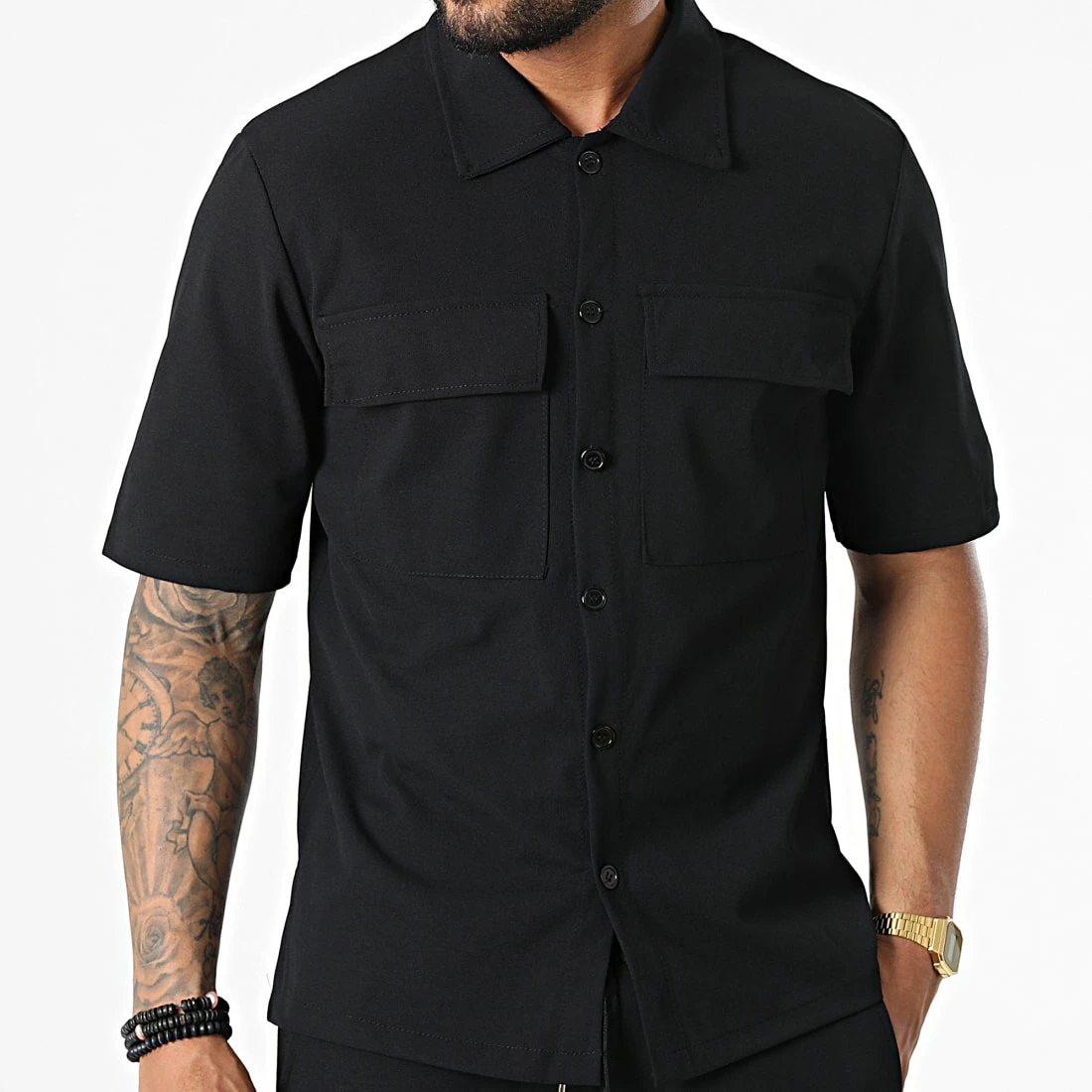 Remise 🎉 Ensemble Chemise Manches Courtes Et Short Jogging 22059 Noir de Uniplay 🥰 5 Remise 🎉 Ensemble Chemise Manches Courtes Et Short Jogging 22059 Noir de Uniplay 🥰 – Image 3