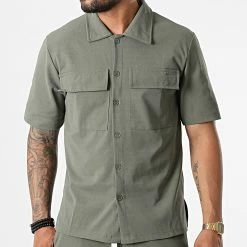 Meilleur prix ✨ Ensemble Chemise Manches Courtes Et Short Jogging 22059 Vert Kaki de Uniplay 🎁 -Uniplay Soldes uniplay 326088 22059 KHAKI 20220630T155232 03