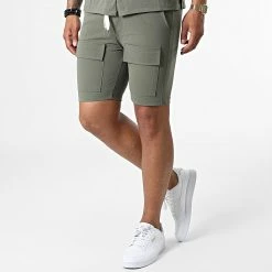 Meilleur prix ✨ Ensemble Chemise Manches Courtes Et Short Jogging 22059 Vert Kaki de Uniplay 🎁 -Uniplay Soldes uniplay 326088 22059 KHAKI 20220630T155234 04