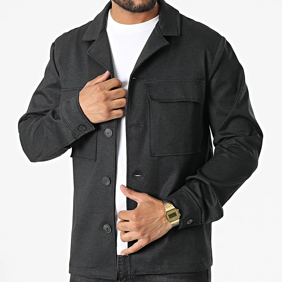 Promo 😍 Surchemise UY908 Gris Anthracite Chiné de Uniplay 🎉 3 Promo 😍 Surchemise UY908 Gris Anthracite Chiné de Uniplay 🎉