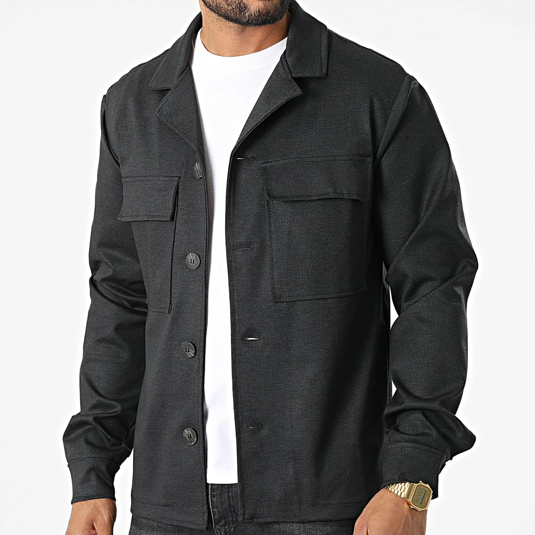 Promo 😍 Surchemise UY908 Gris Anthracite Chiné de Uniplay 🎉 5 Promo 😍 Surchemise UY908 Gris Anthracite Chiné de Uniplay 🎉 – Image 3