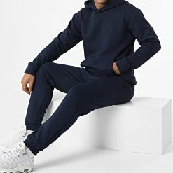 Grosses soldes 😉 Ensemble Sweat Capuche et Pantalon Jogging SH-52 Bleu Marine de Uniplay 🥰