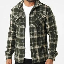 Coupon 🌟 Surchemise A Carreaux UY910 Vert Kaki Beige de Uniplay 👍 -Uniplay Soldes uniplay 332686 UY910 GREEN 20220812T144757 03