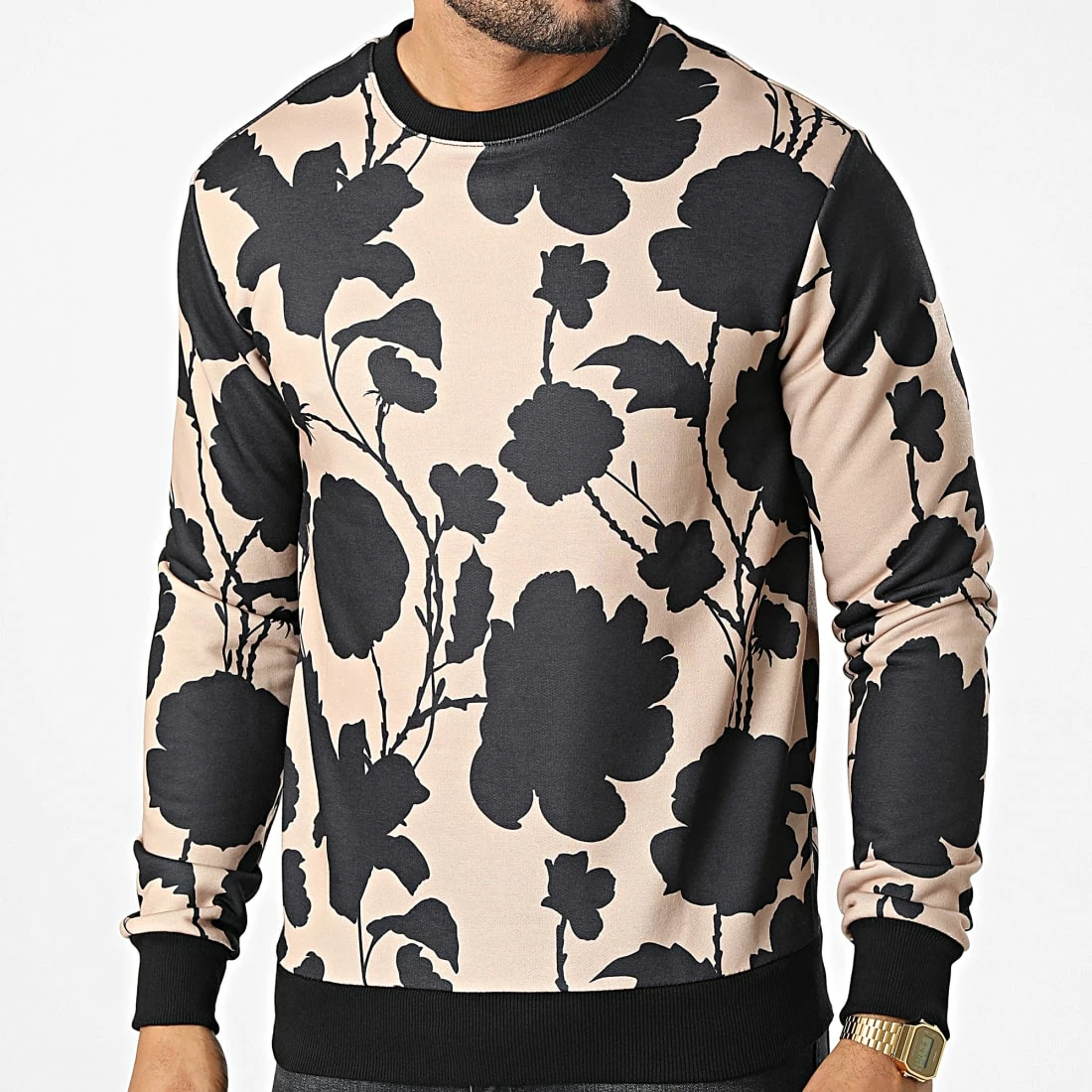 Sortie ⭐ Sweat Crewneck UY899 Beige Noir Floral de Uniplay 🥰 5 Sortie ⭐ Sweat Crewneck UY899 Beige Noir Floral de Uniplay 🥰 – Image 3