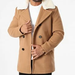 Bon marché 🌟 Manteau Col Fourrure 8832 Camel de Uniplay 😍