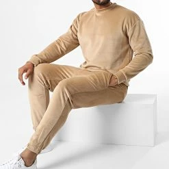 Remise ✨ Ensemble Sweat Crewneck Et Pantalon Jogging UY916 Camel Clair de Uniplay 🧨