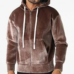 Remise ❤️ Sweat Zippé Capuche UY894 Marron de Uniplay 😉