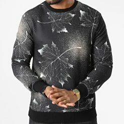 Bon marché 🎁 Sweat Crewneck UY901 Noir Floral de Uniplay ✨