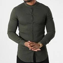 Offres 🎉 Chemise Manches Longues UY906 Vert Kaki de Uniplay ⭐ -Uniplay Soldes uniplay 332896 UY906 GREEN 20220819T144055 03