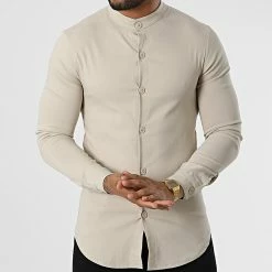 Le moins cher 🛒 Chemise Manches Longues UY906 Beige de Uniplay 😍 -Uniplay Soldes uniplay 332897 UY906 BEIGE 20220818T154718 03