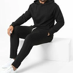 Bon marché 😉 Ensemble Sweat Capuche Et Pantalon Jogging SH-44 Noir de Uniplay 🎁