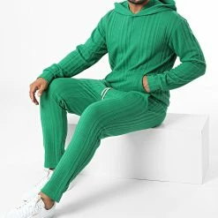 Vente flash 👏 Ensemble Sweat Capuche Et Pantalon Jogging SH-44 Vert de Uniplay 😀