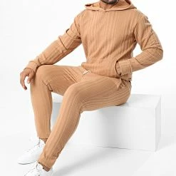 Remise 😍 Ensemble Sweat Capuche Et Pantalon Jogging SH-44 Camel de Uniplay ⌛