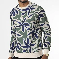 Nouveau 🥰 Sweat Crewneck UY918 Vert Kaki Floral de Uniplay 😍