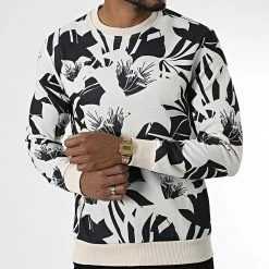 Coupon 😍 Sweat Crewneck UY922 Beige Noir Floral de Uniplay 😉 -Uniplay Soldes uniplay 338799 UY922 BEIGE 20220923T155100 03