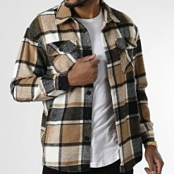 Meilleure affaire ✨ Surchemise A Carreaux C152 Camel Noir de Uniplay ✨ -Uniplay Soldes uniplay 338806 UP C152 BROWN 20220923T155721 03