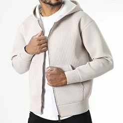 Meilleure affaire 🥰 Veste Zippée Capuche UY903 Beige de Uniplay 👏