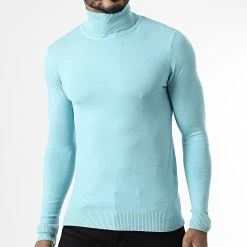 Acheter 🥰 Pull Col Roulé CR-088 Bleu Turquoise Clair de Uniplay 🔥