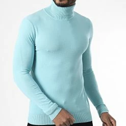 Acheter 🥰 Pull Col Roulé CR-088 Bleu Turquoise Clair de Uniplay 🔥 -Uniplay Soldes uniplay 338838 CR 088 POWDER BLEU 20220927T150637 03