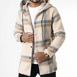 Uniplay Soldes 2 Acheter ⭐ Manteau Capuche A Carreaux UY902 Beige de Uniplay 🎉