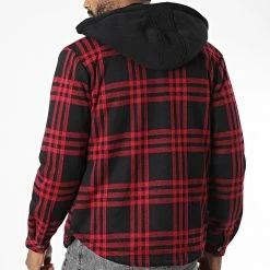 Meilleure vente ✨ Surchemise Capuche A Carreaux T3A91 Rouge Noir de Uniplay ⭐ -Uniplay Soldes uniplay 341018 UP T3A91 RED 20221007T152906 04