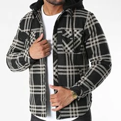 Coupon 💯 Surchemise A Carreaux UP-T3A91 Noir Beige de Uniplay 😉