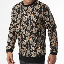 Bon marché ✨ Sweat Crewneck Floral SH-68 Noir Kaki Orange de Uniplay 🎁