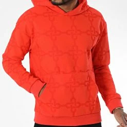 Sortie 😀 Sweat Capuche A Carreaux UY936 Orange de Uniplay 💯