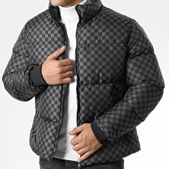 Budget 🧨 Doudoune A Carreaux VS-J13 Noir Gris de Uniplay 😀